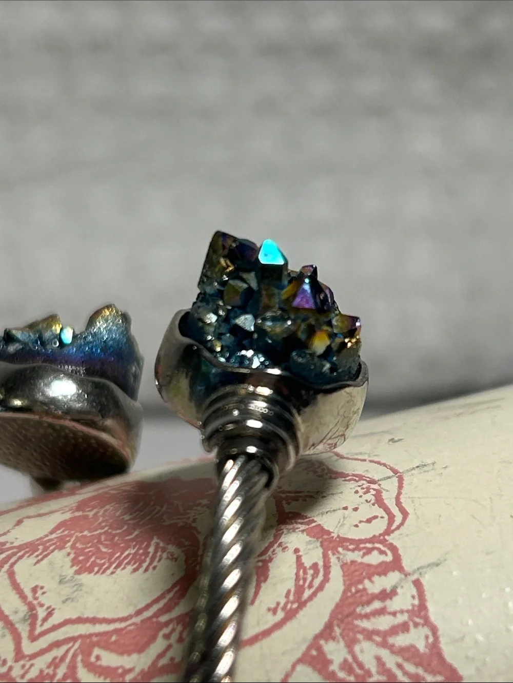 Rainbow Aura Druzy Quartz Crystal Cuff Bracelet